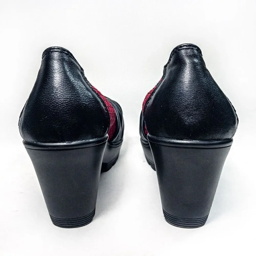 Bernie Mev Cranberry Red Lug Sole Chunky Pumps Sz 6-6.5